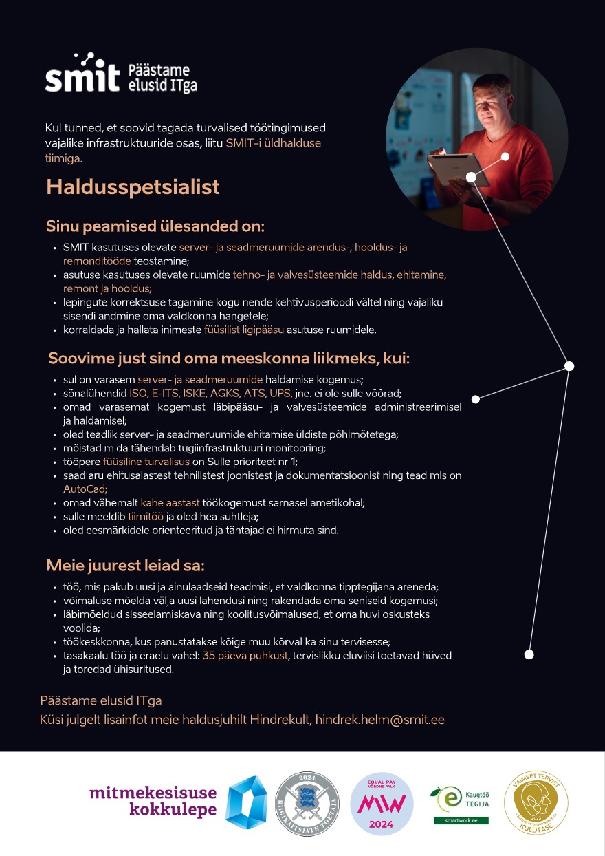 Tööpakkumise Haldusspetsialist kirjeldus
