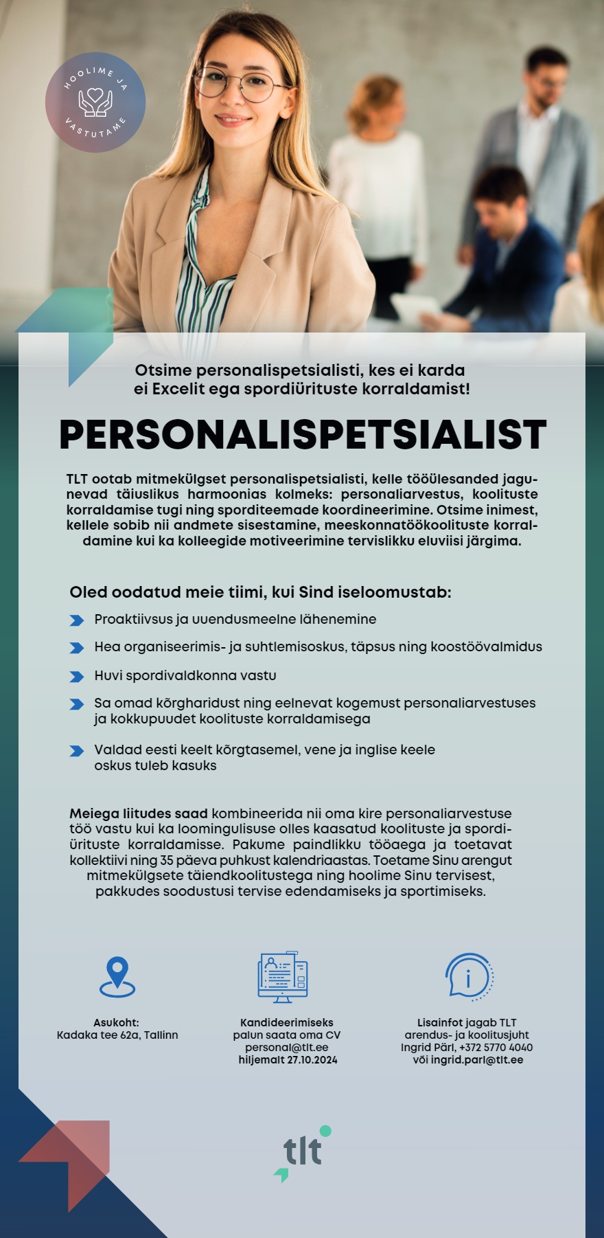 Tööpakkumise Personalispetsialist kirjeldus