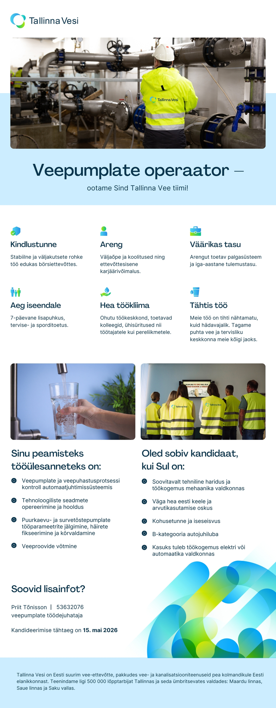 Tööpakkumise Veepumplate operaator kirjeldus