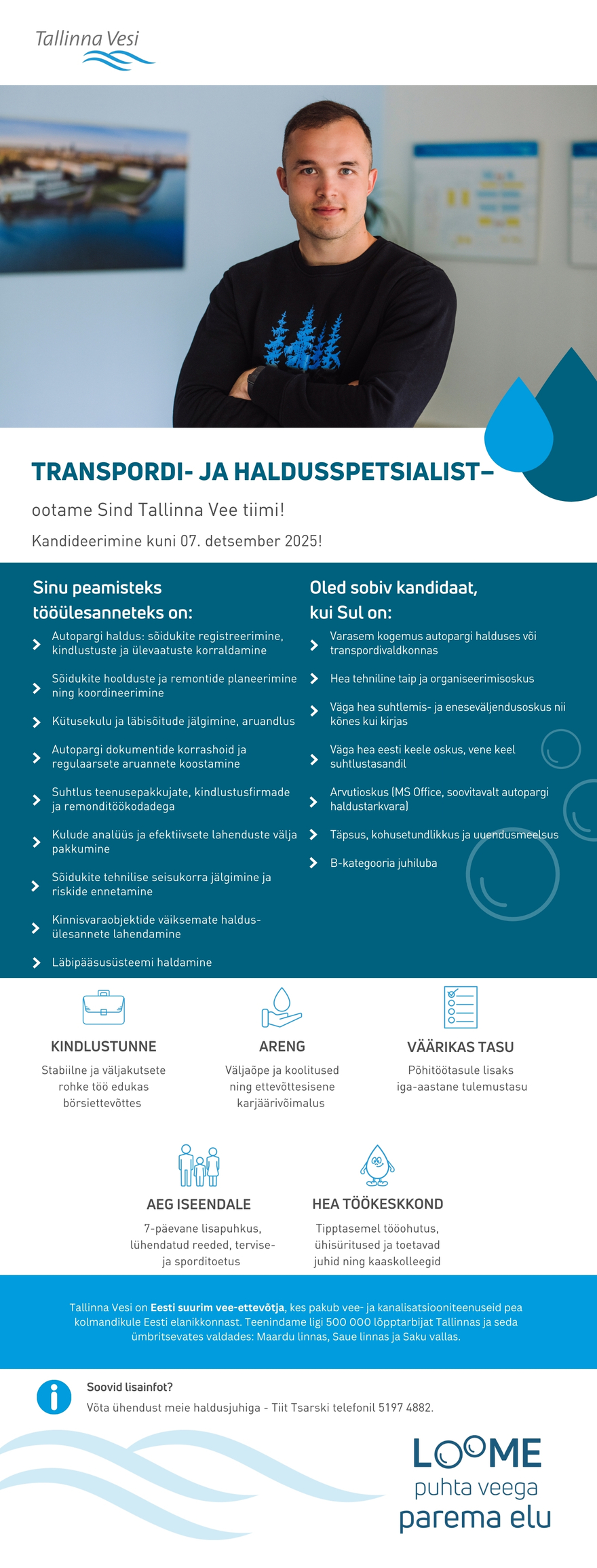 Tööpakkumise Transpordi- ja haldusspetsialist kirjeldus