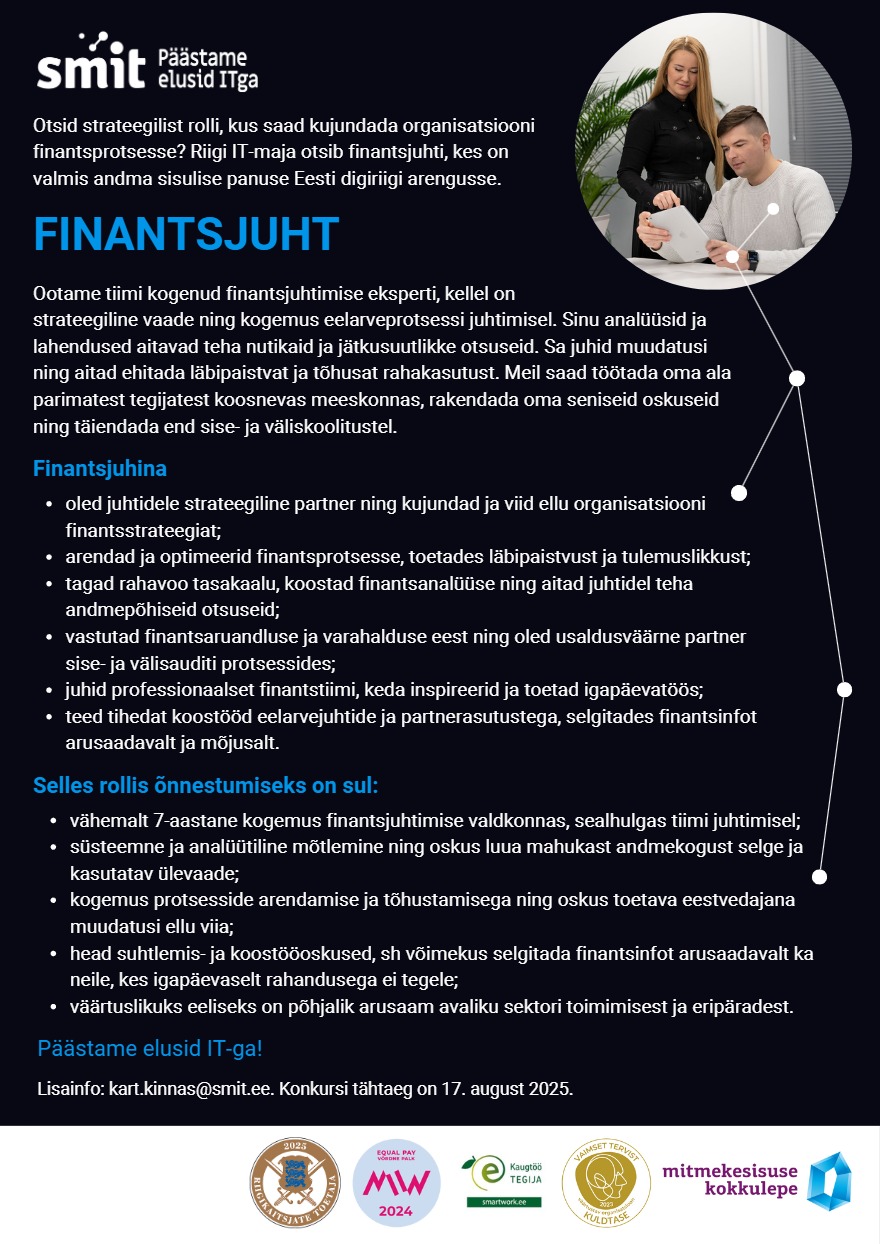 Tööpakkumise Finantsjuht kirjeldus
