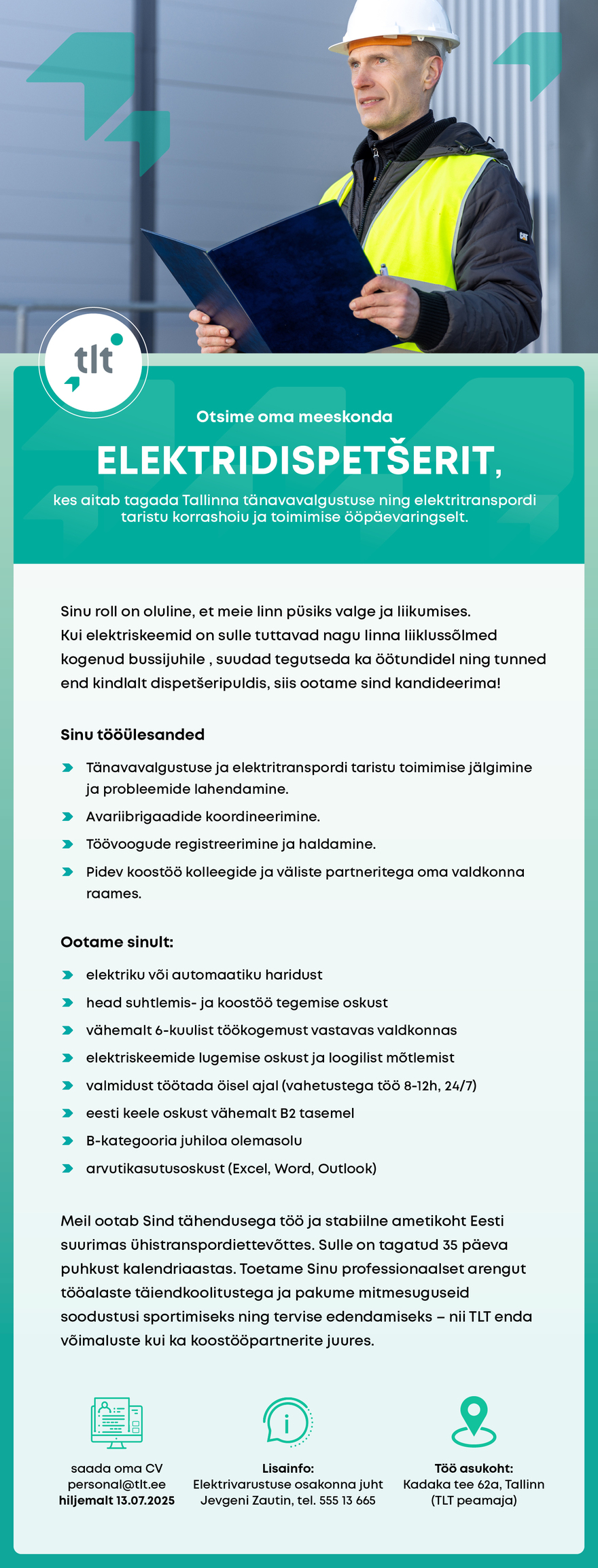 Tööpakkumise Elektridispetšer kirjeldus