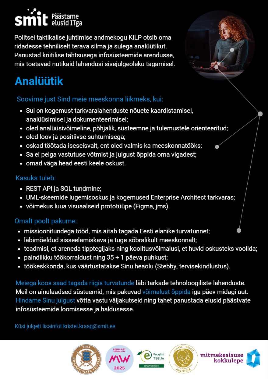 Tööpakkumise Analüütik (piiriteenused) kirjeldus