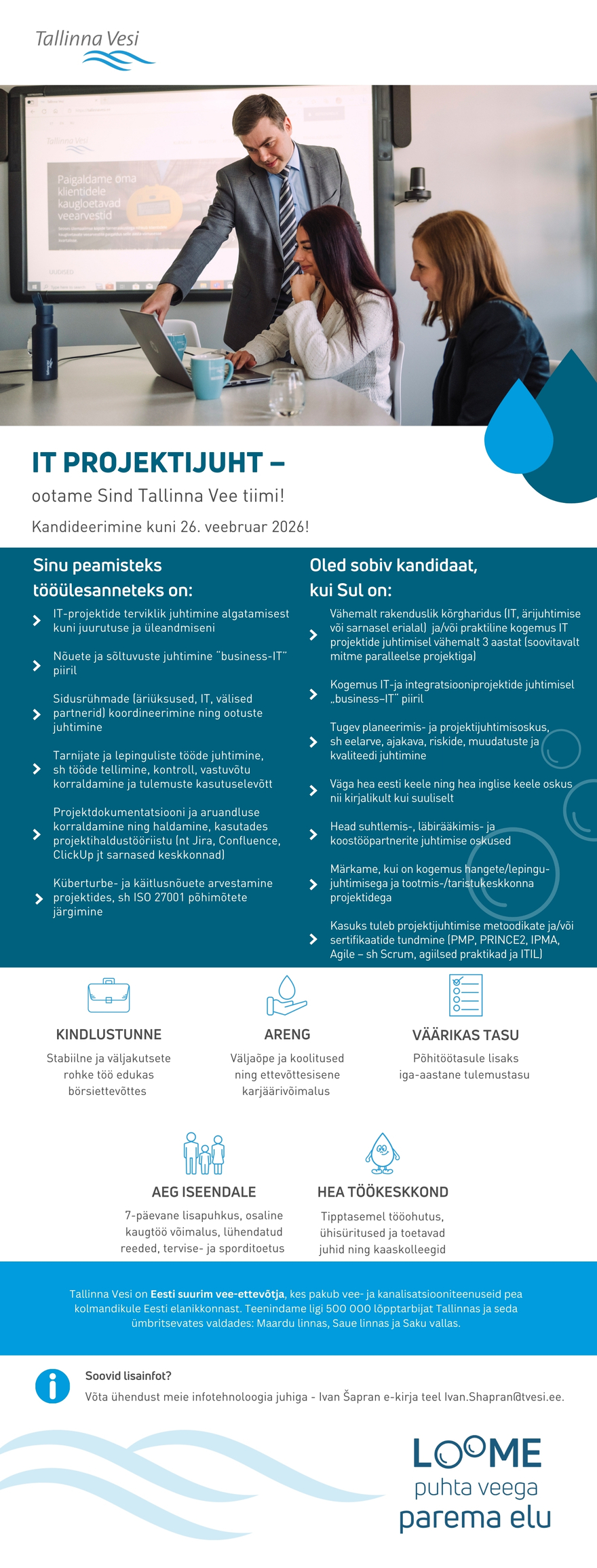 Tööpakkumise IT projektijuht kirjeldus