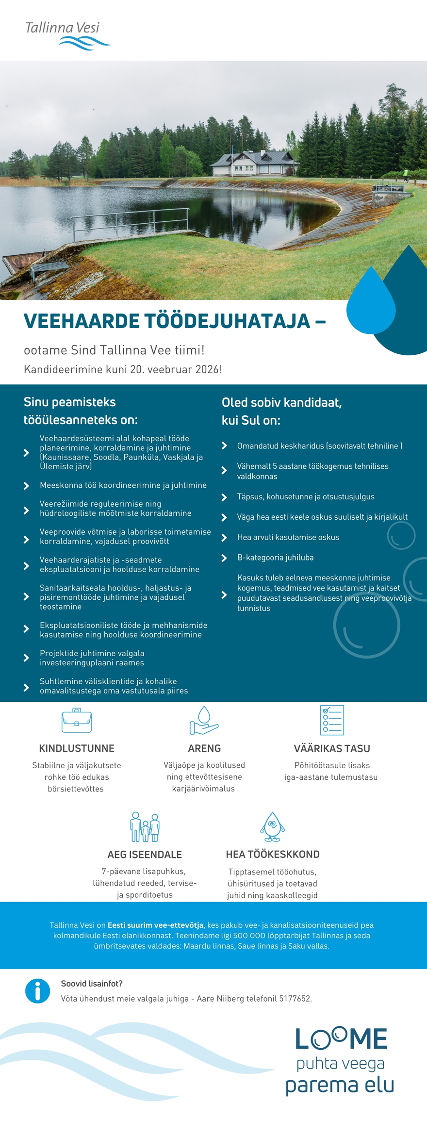 Tööpakkumise Veehaarde töödejuhataja kirjeldus