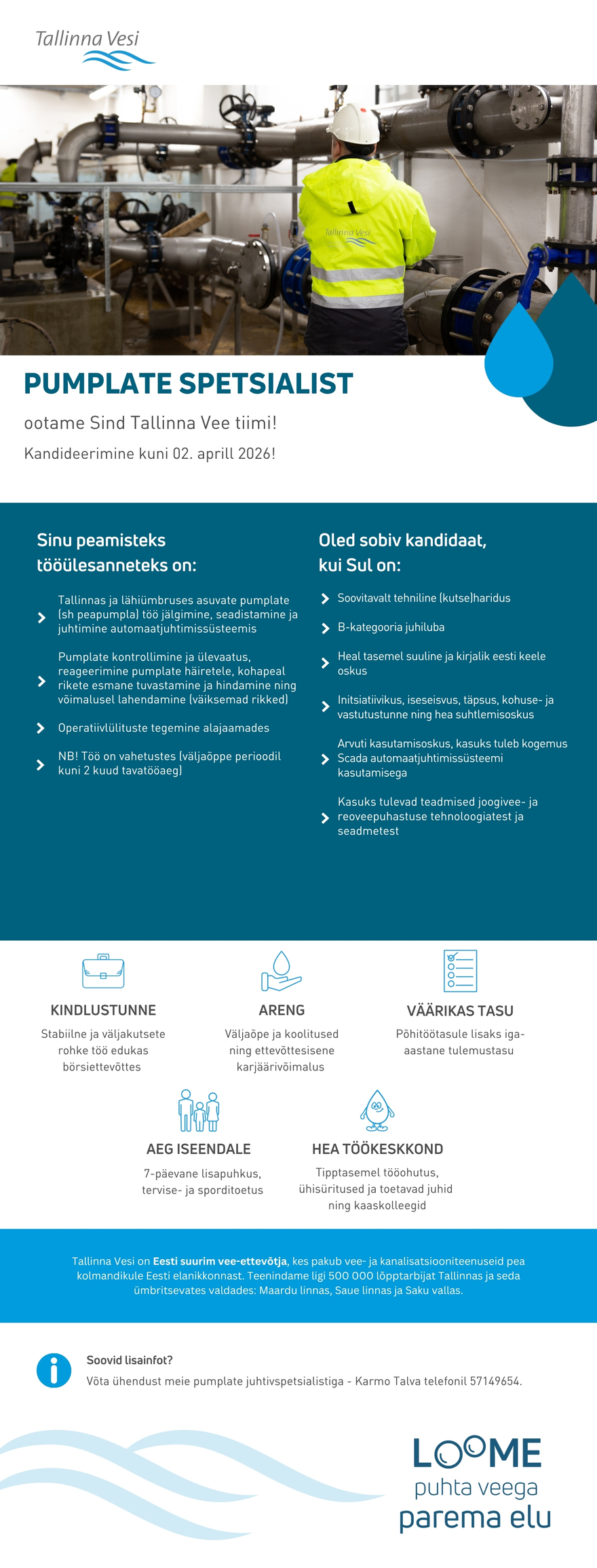 Tööpakkumise Pumplate spetsialist kirjeldus