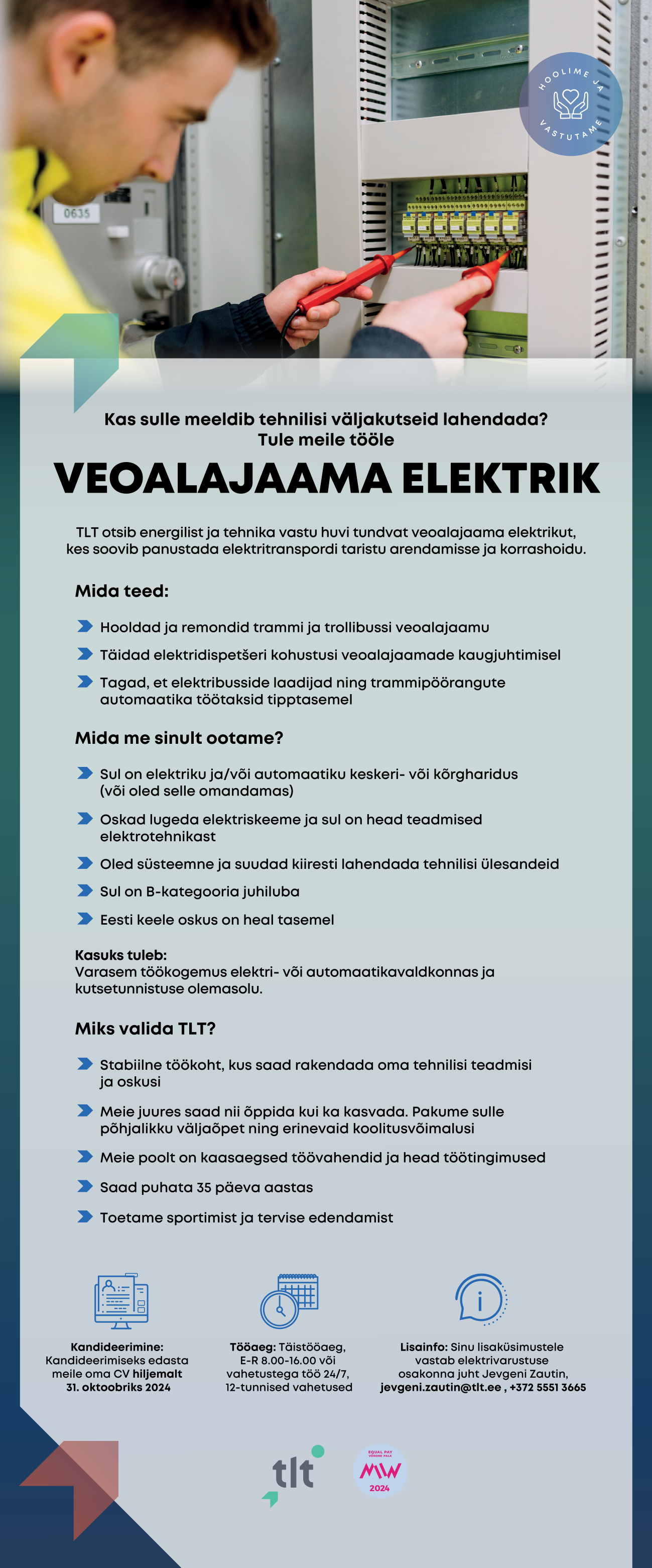 Tööpakkumise Veoalajaama elektrik kirjeldus