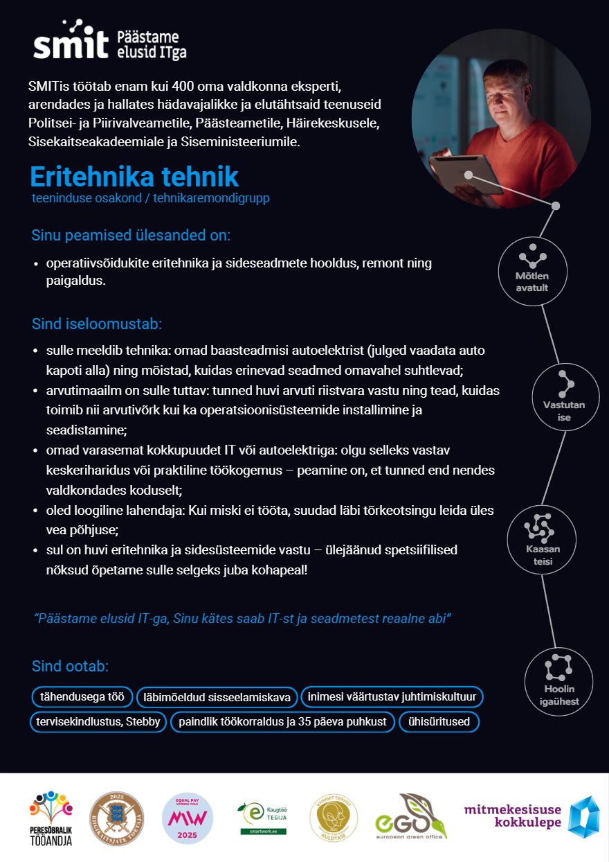 Tööpakkumise Eritehnika tehnik kirjeldus