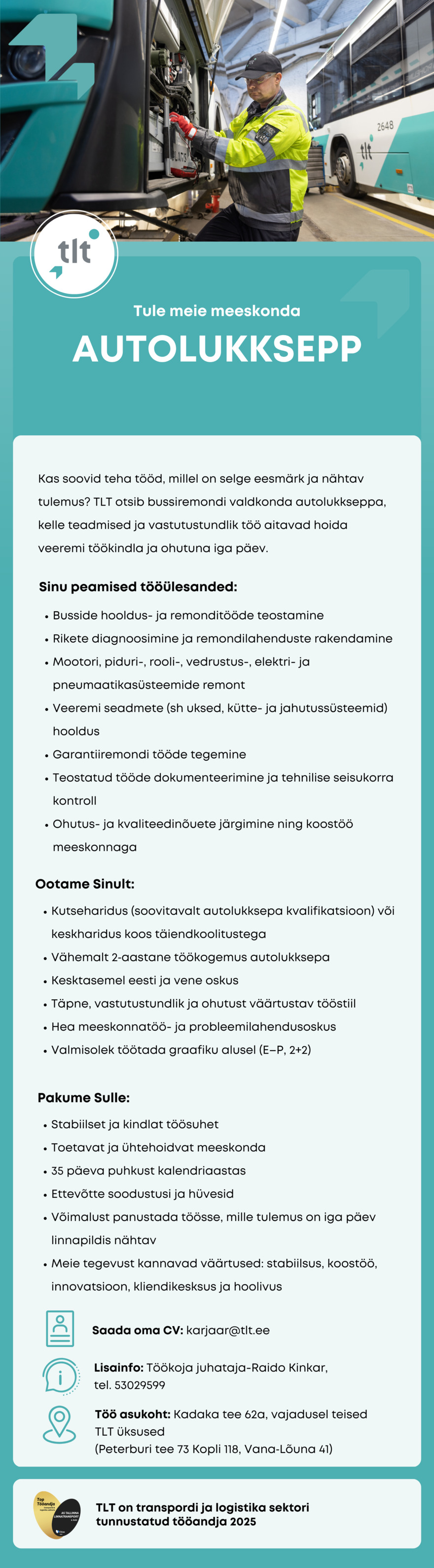 Tööpakkumise AUTOLUKKSEPP kirjeldus