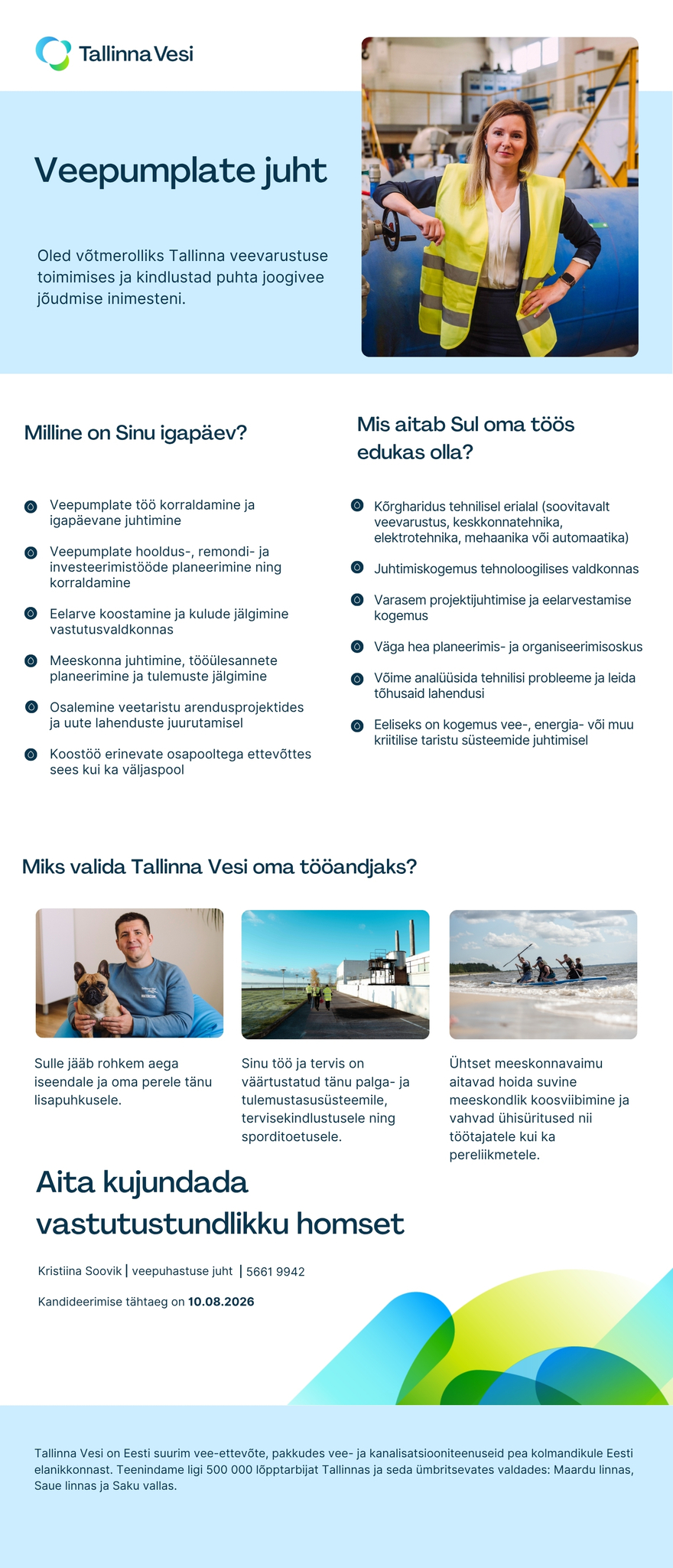 Tööpakkumise Veepumplate juht kirjeldus