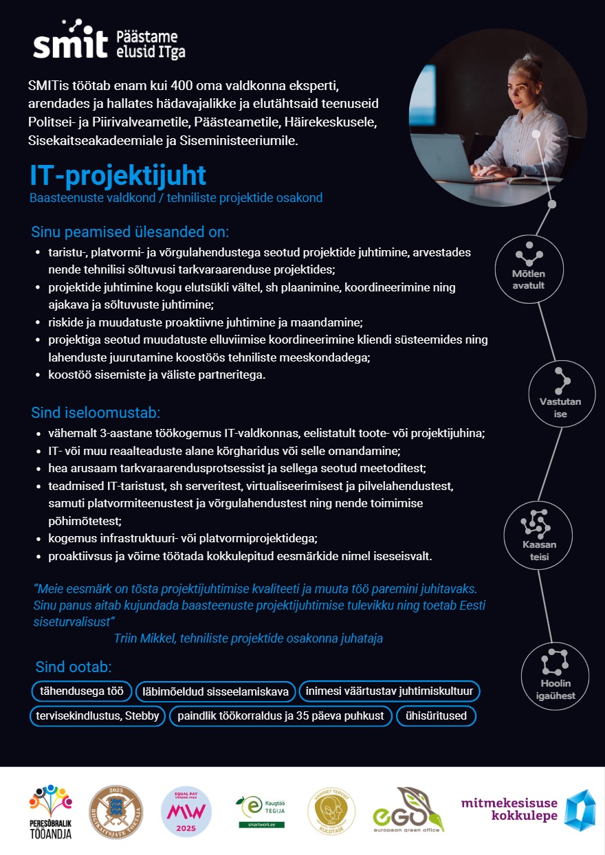Tööpakkumise IT-projektijuht kirjeldus