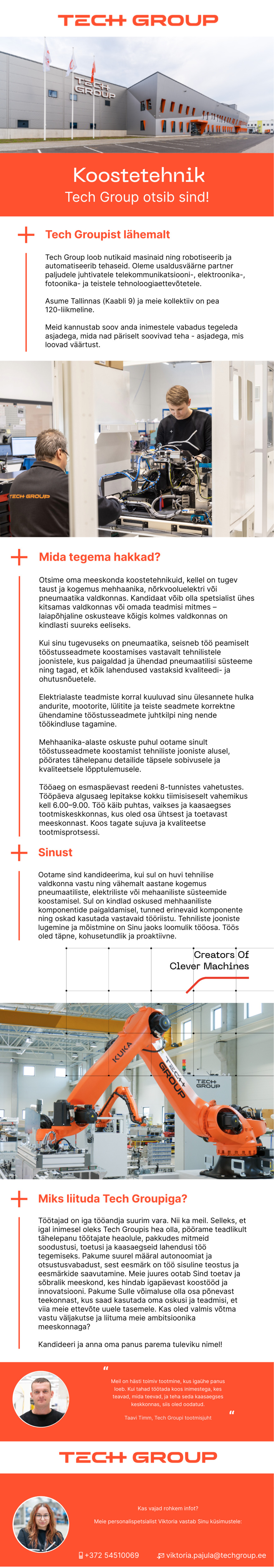 Tööpakkumise Koostetehnik kirjeldus