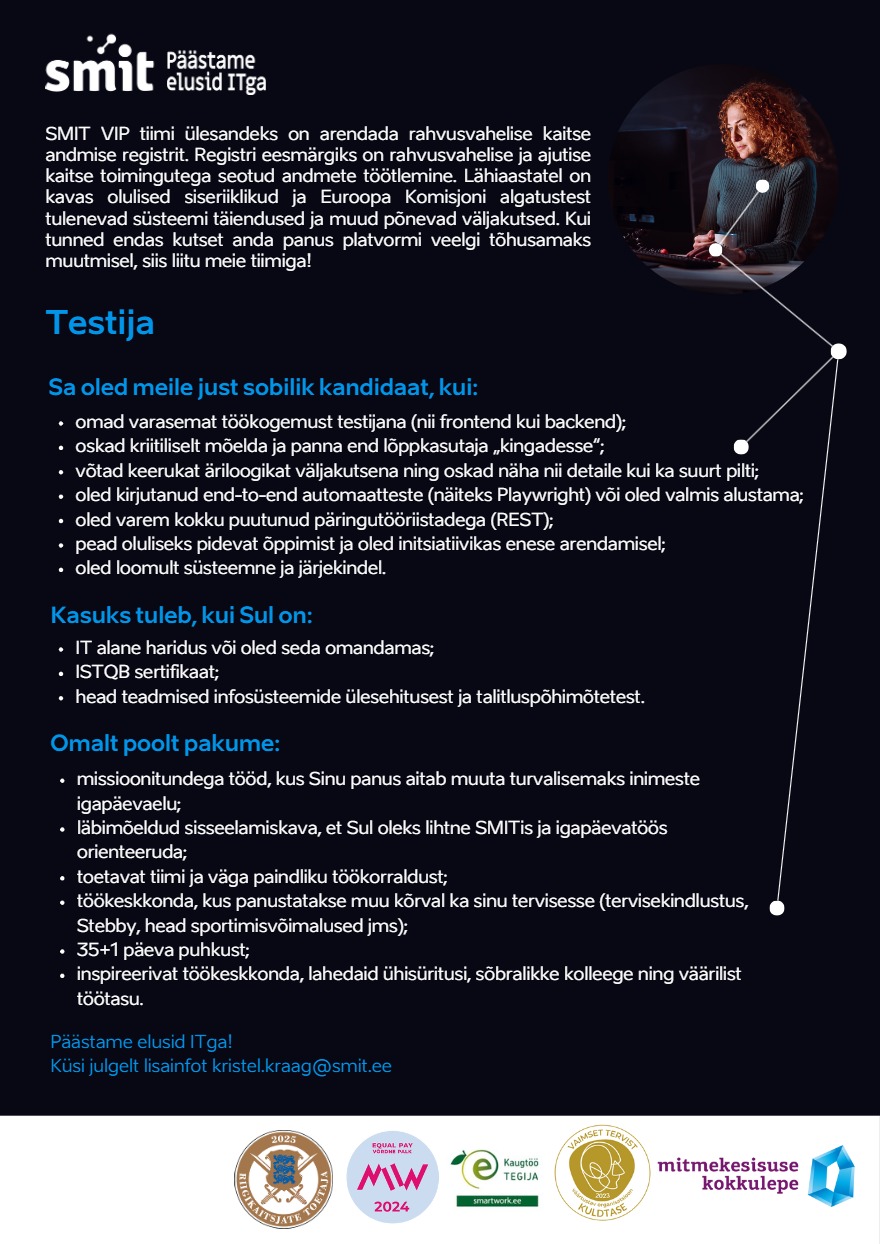 Tööpakkumise Testija (pagulaste tiim) kirjeldus