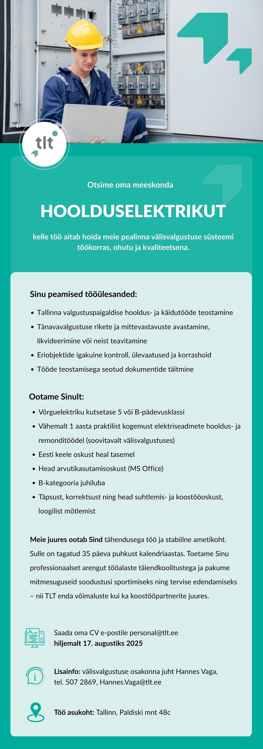 Tööpakkumise Hoolduselektrik kirjeldus