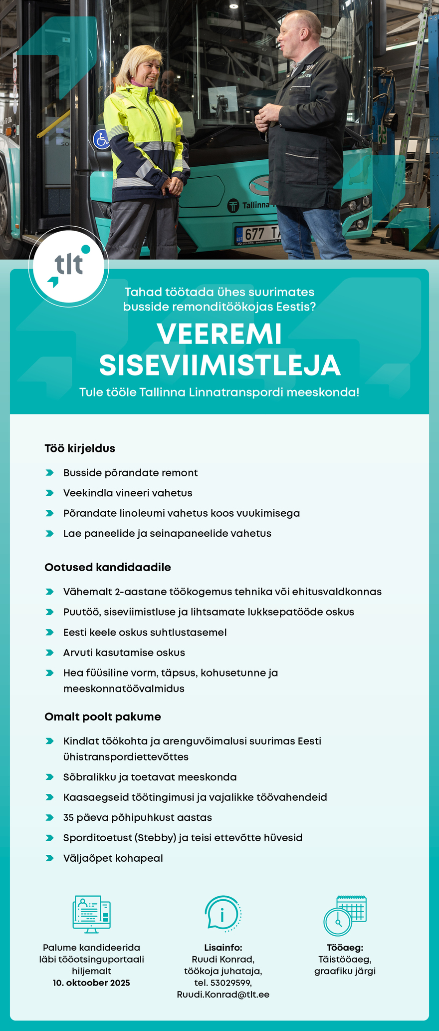 Tööpakkumise Veeremi siseviimistleja kirjeldus