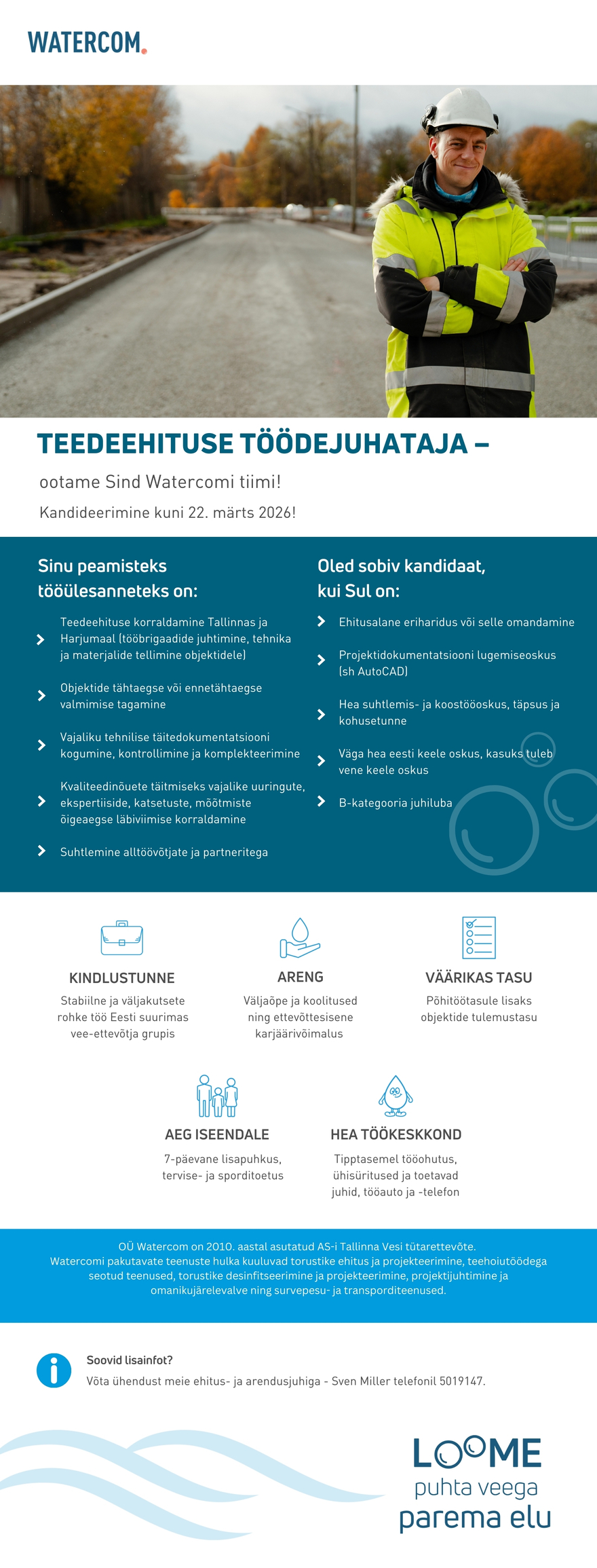 Tööpakkumise Teedeehituse töödejuhataja kirjeldus