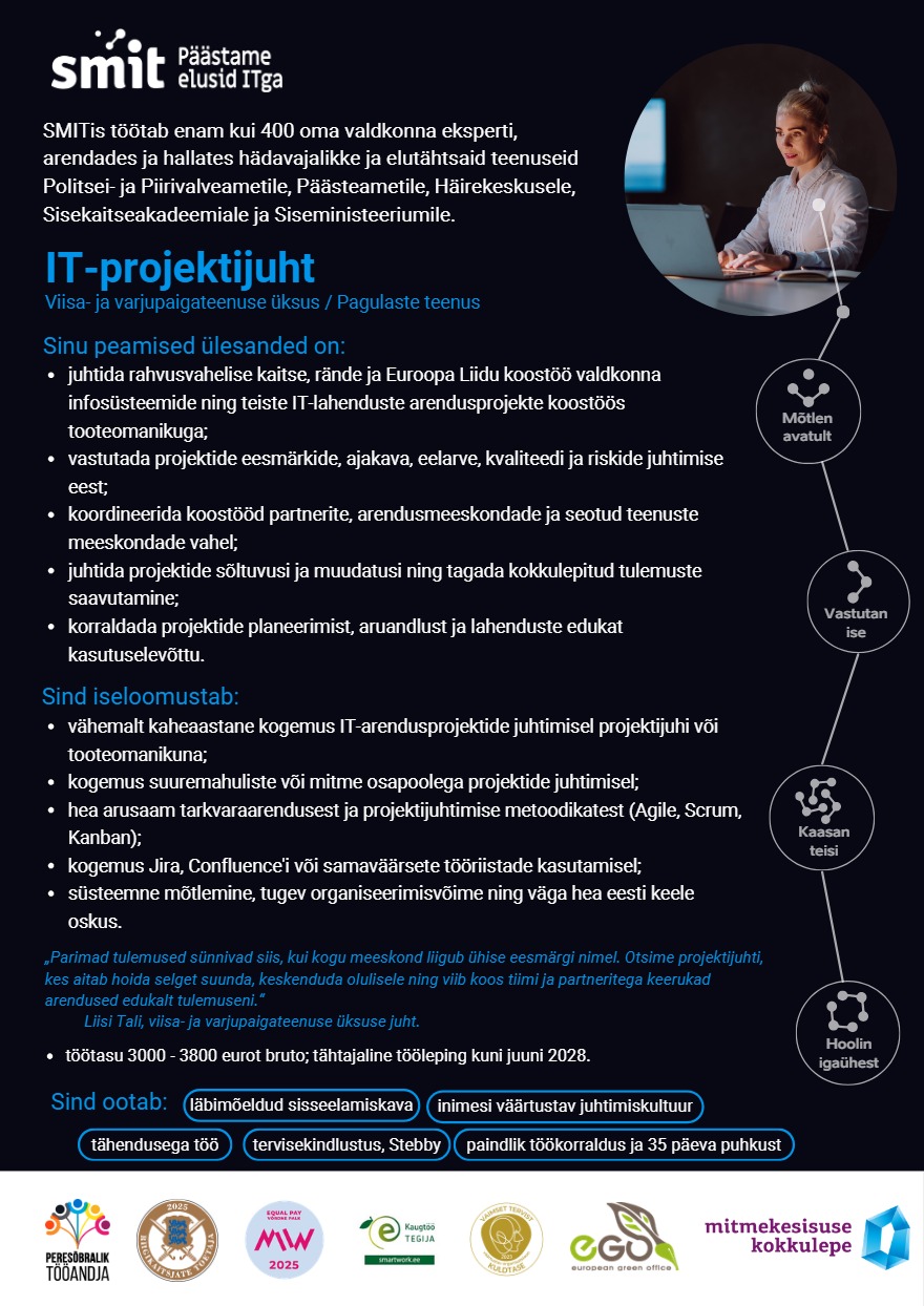 Tööpakkumise IT-projektijuht kirjeldus