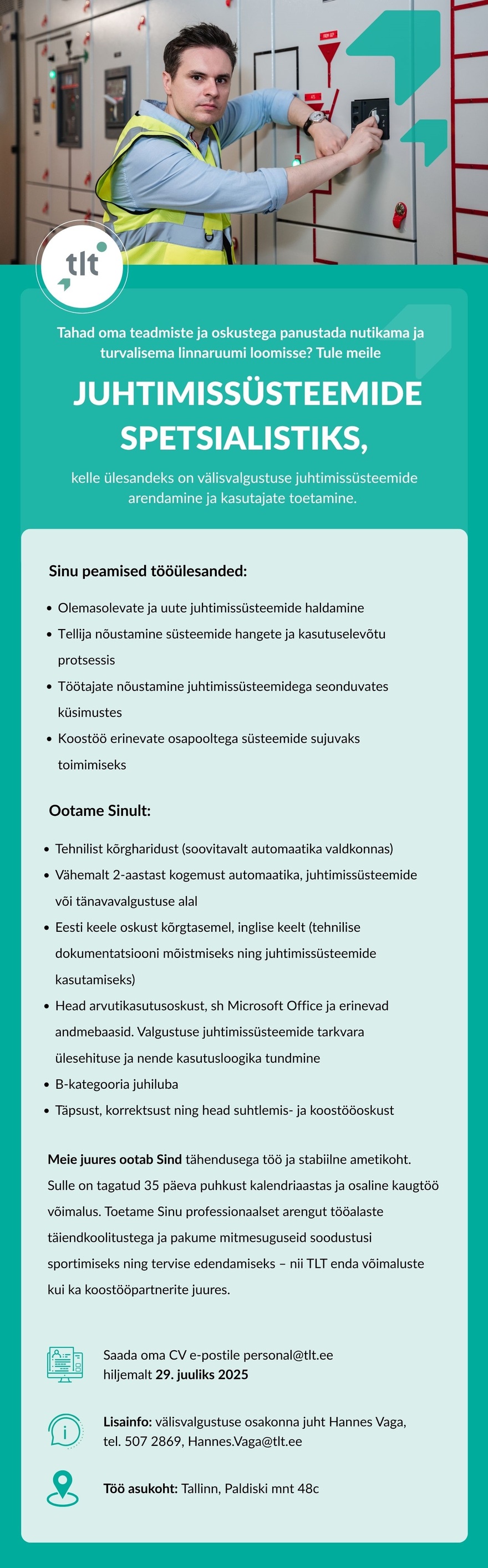 Tööpakkumise Juhtimissüsteemide spetsialist kirjeldus