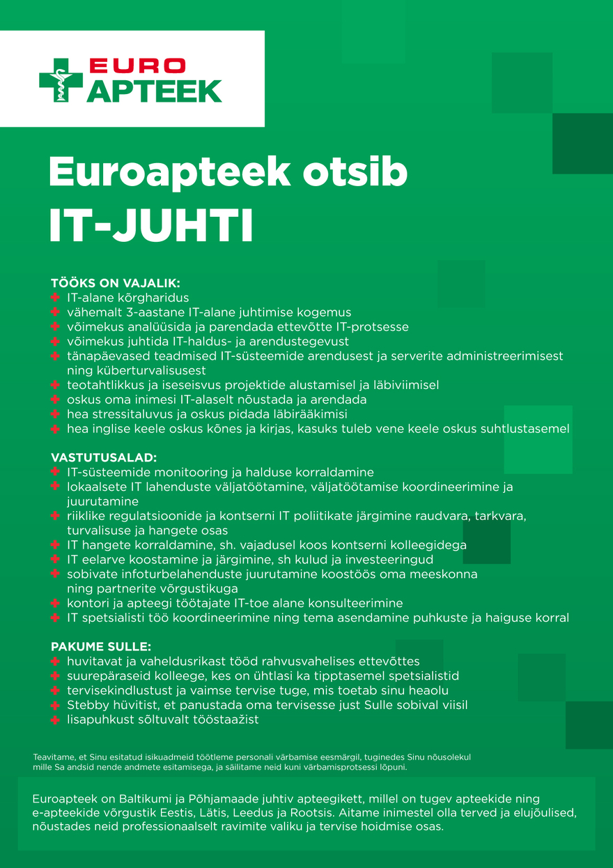Tööpakkumise IT-juht kirjeldus