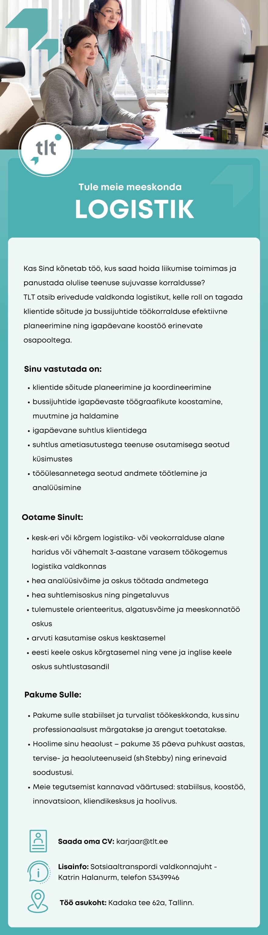 Tööpakkumise LOGISTIK kirjeldus