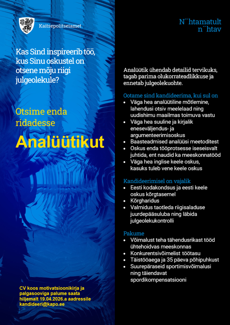 Tööpakkumise Analüütik kirjeldus