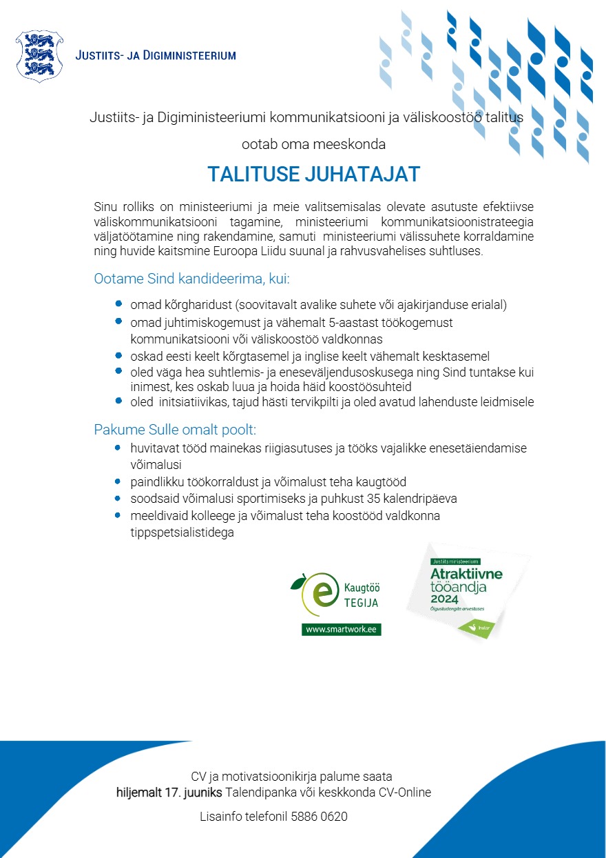 Tööpakkumise Talituse juhataja kirjeldus