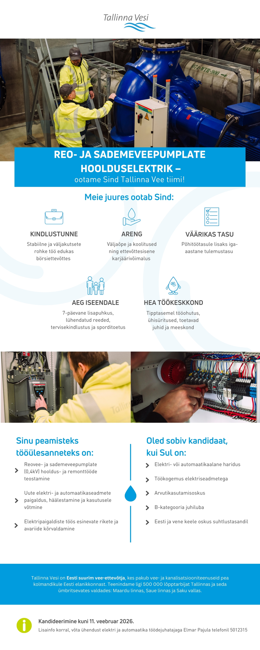 Tööpakkumise Reo- ja sademeveepumplate hoolduselektrik kirjeldus