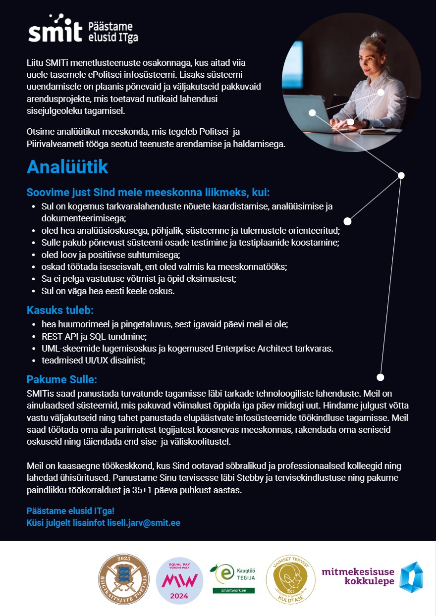 Tööpakkumise Analüütik kirjeldus