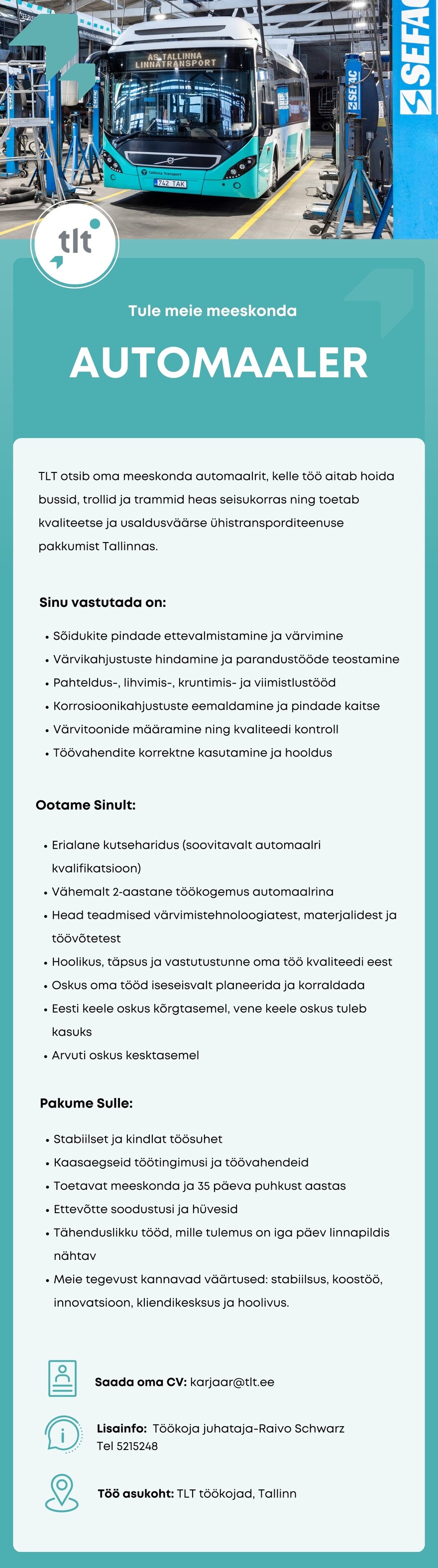 Tööpakkumise AUTOMAALER kirjeldus