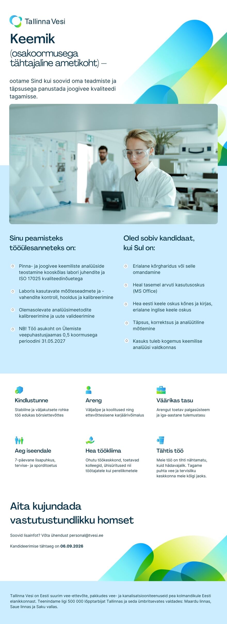 Tööpakkumise Keemik (osakoormusega tähtajaline ametikoht) kirjeldus