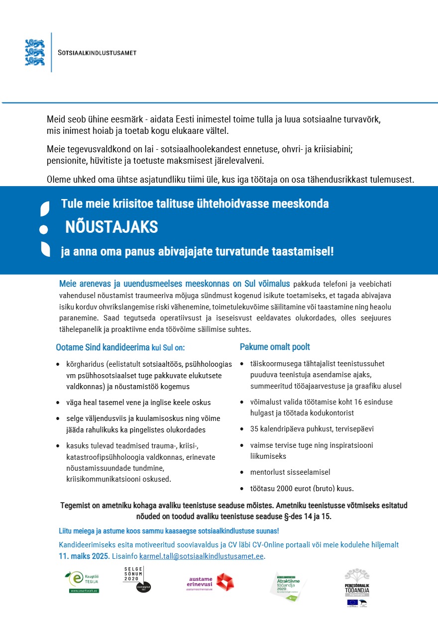 Tööpakkumise Nõustaja kirjeldus
