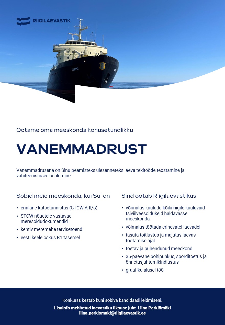 Tööpakkumise Vanemmadrus kirjeldus