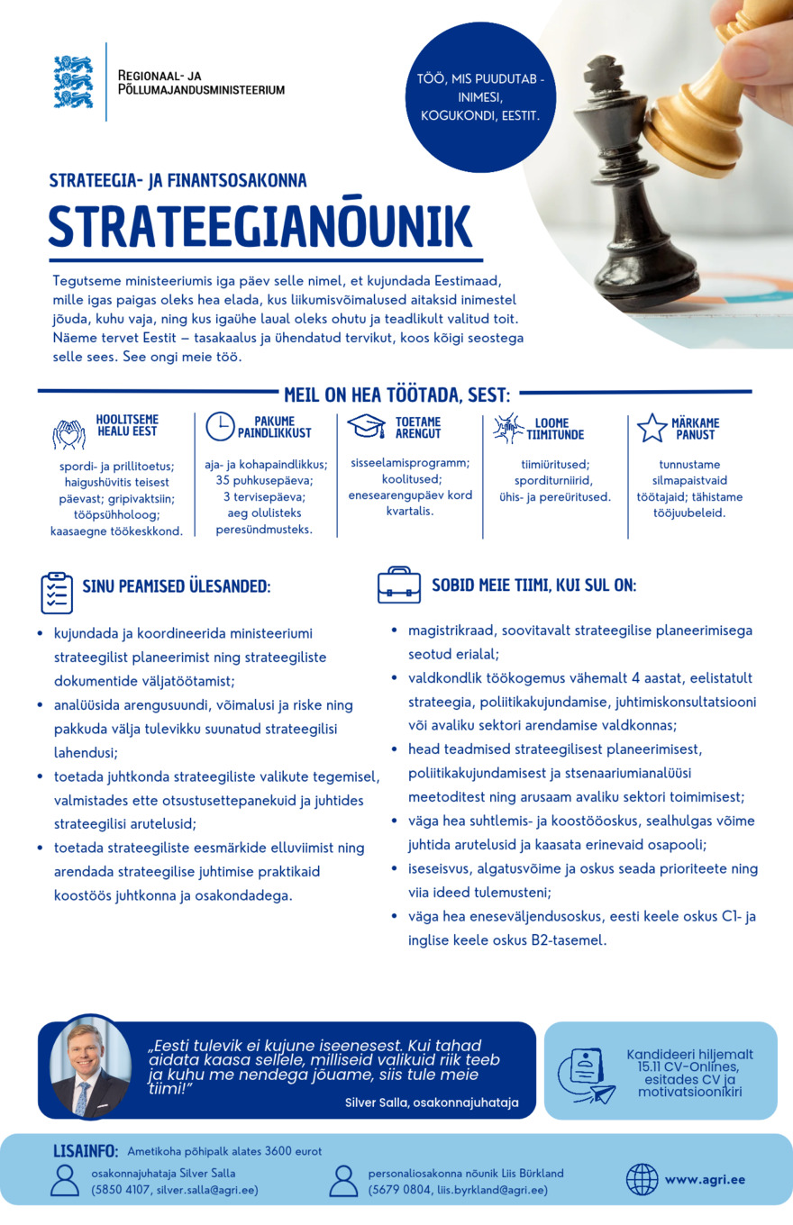Tööpakkumise Strateegianõunik kirjeldus