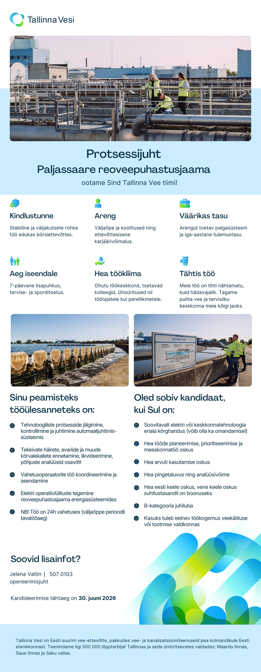 Tööpakkumise Protsessijuht reoveepuhastusjaama kirjeldus