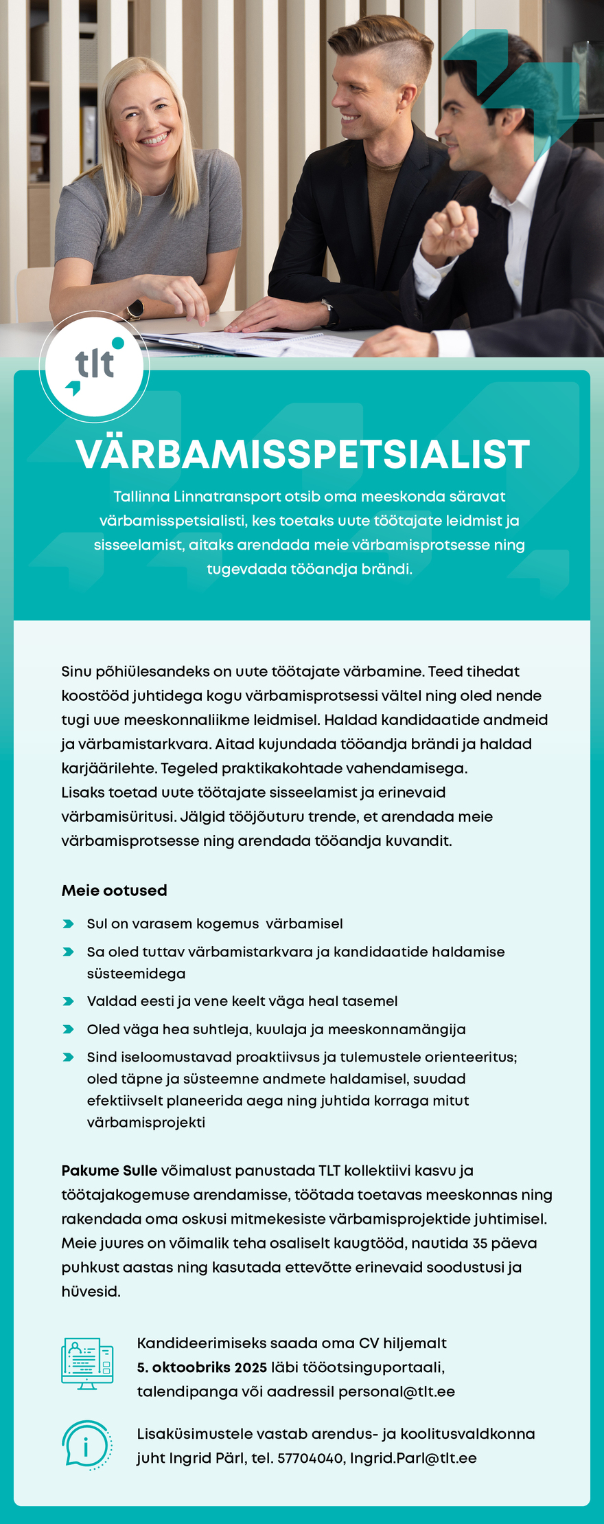Tööpakkumise Värbamisspetsialist kirjeldus