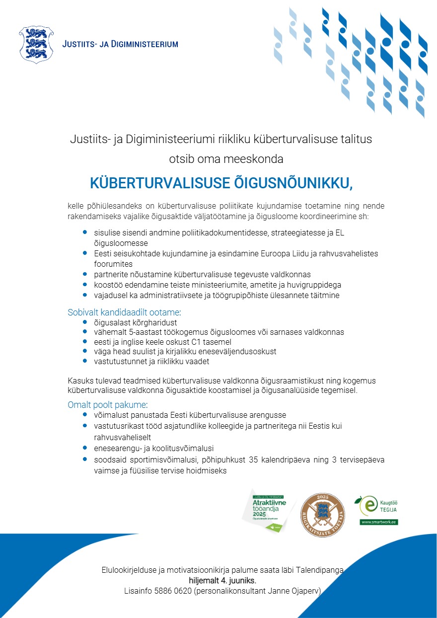 Tööpakkumise Õigusnõunik kirjeldus
