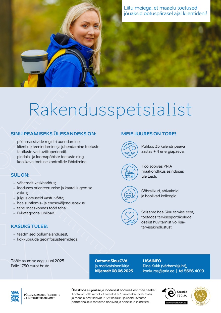 Tööpakkumise Rakendusspetsialist. kirjeldus