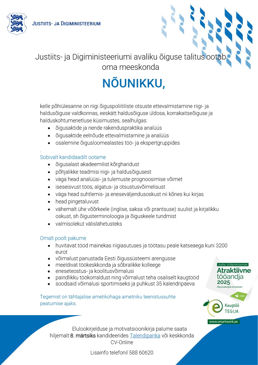 Tööpakkumise Nõunik kirjeldus